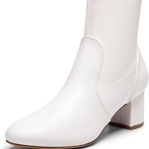 Dream Pairs Chic White Heeled Boots for Women Size 8.5 NWOT